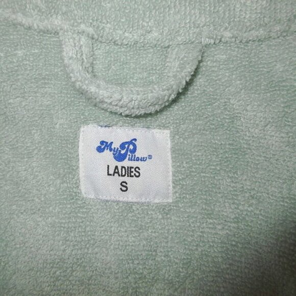My Pillow Supima Cotton Bathrobe Women's Size S Heavyweight Green Pockets Belt - Picture 4 of 10